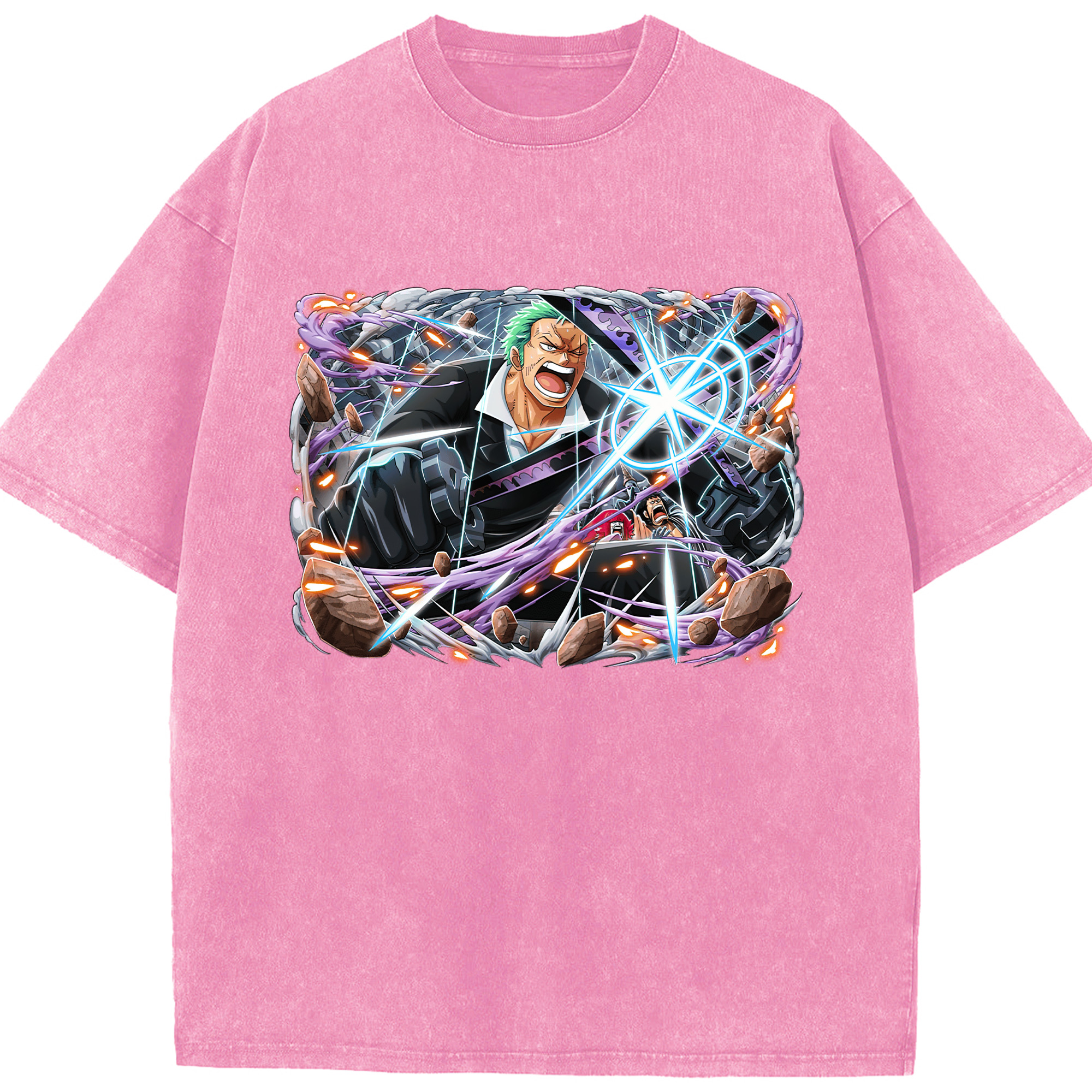 ワンピース ロロノア・ゾロ ONE PIECE Roronoa Zoro 綿100% ヴィンテージ風 半袖Tシャツ（フロントプリント）
